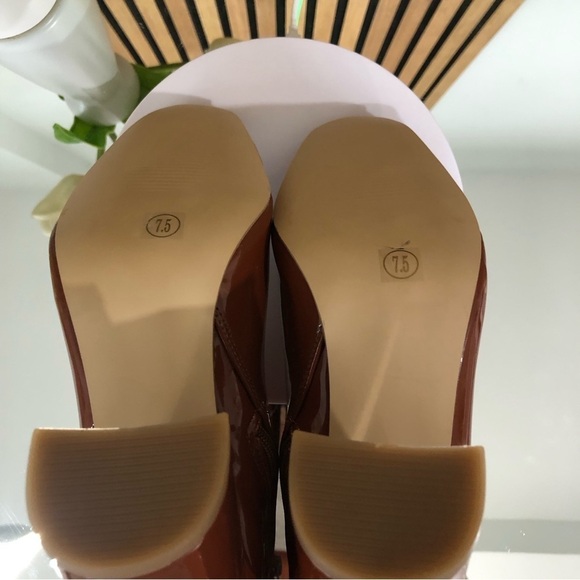NEW WITHOUT TAGS Steve Madden Nevit Faux Patent Leather Boots Cognac Size 7.5 - Picture 7 of 7